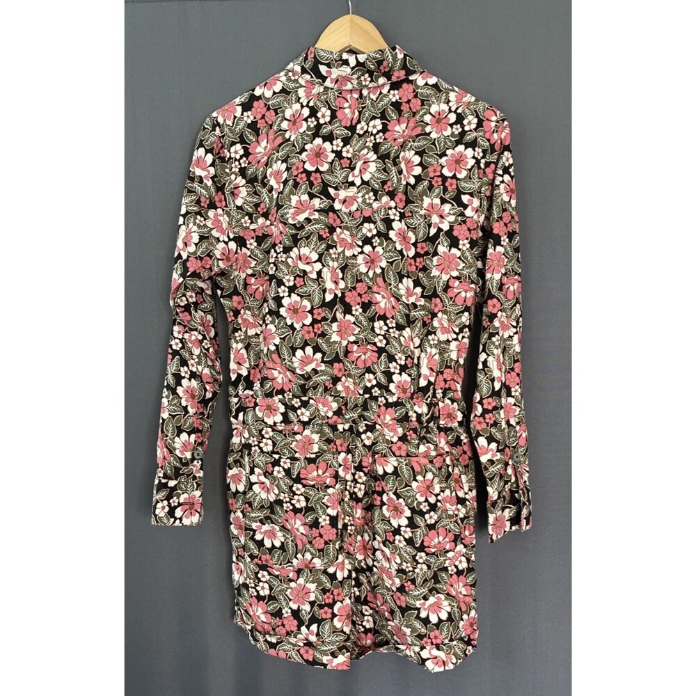 Outerknown Wander Linen & Cotton Romper Shorts Small Black Pink Floral Cottage - Picture 9 of 16